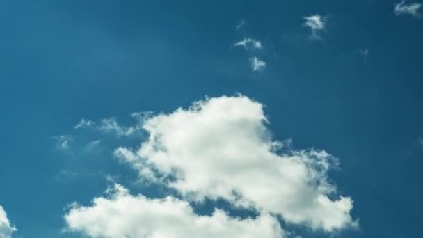 Белые Облака Плавают Голубом Летнем Небе Time Time Motion Video — стоковое видео