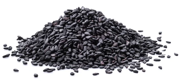Černá Sezamová semena izolované na bílém pozadí. — Stock fotografie