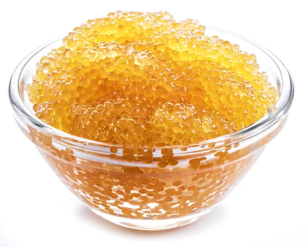 Pike caviar or roe in the bowl on white background. — Stock Photo, Image