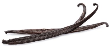 Beyaz arka plan üzerinde izole vanilya kurutulmuş meyve.