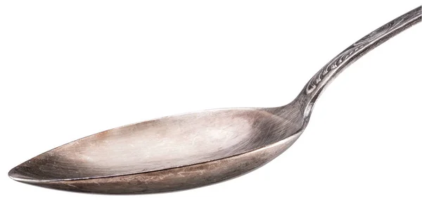 Old siver spoon close-up. File contains clipping path. — Stock Photo, Image