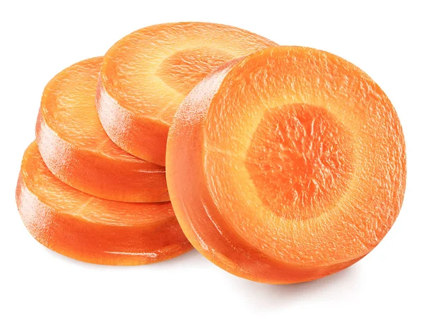Fresh organic carrot slices on white background. Clipping path. — Stock Photo, Image