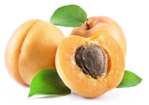 Rijp abrikozen geïsoleerd op de witte achtergrond. — Stockfoto