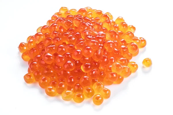 Red caviar on white background. Top view. Macro picture. — Stock Photo, Image