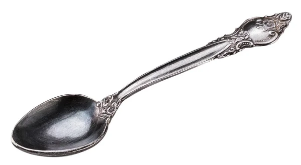 Old siver spoon close-up. File contains clipping path. — Stock Photo, Image