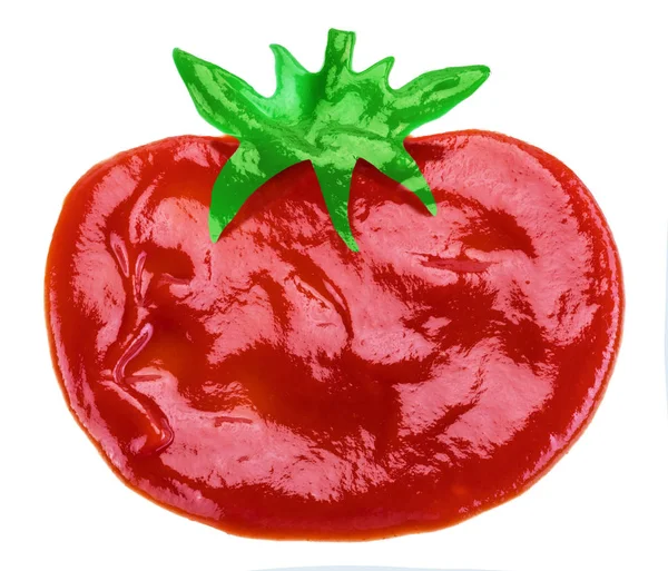 Ketchup vagy Paradicsommártás a paradicsomtermés formája a fehér ba — Stock Fotó