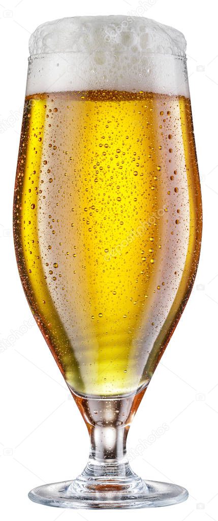 Glass of beer isolated on white background.