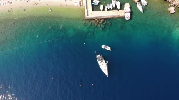 Güzel Cennet Kumsalı Yukarıdan Gökyüzü Manzarası Cres Adası Beli Hırvatistan — Stok video