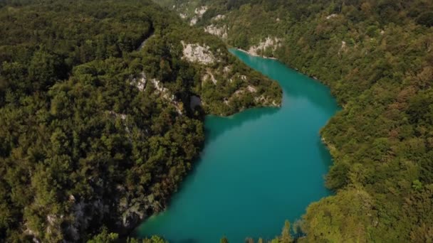 Top View Beautiful Landscape Plitvice Lakes National Park Κροατία Αύγουστος — Αρχείο Βίντεο