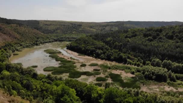 Survoler Beau Paysage Ukrainien Kytaihorodske Vidslonennya Marais Dans Canyon — Video