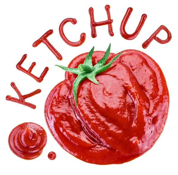 Смачний томатний кетчуп у формі томатних фруктів ізольовані на — стокове фото