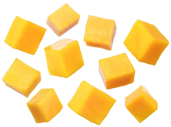 Set of mango cubes isolated on a white background. File contains — Stock Photo, Image