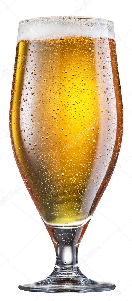 Glass of beer isolated on white background.