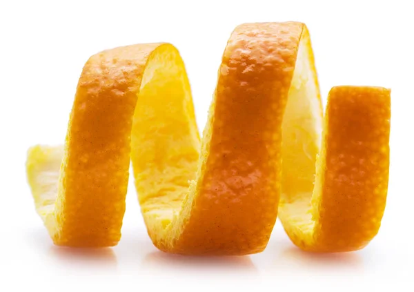 Orange peel or orange twist on white background. Close-up. — Stock Photo, Image