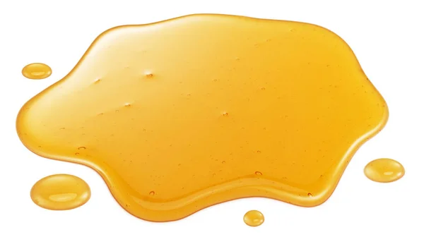 Süße Klebrige Honigpfütze Und Honigtropfen Isoliert Auf Weißem Hintergrund — Stockfoto