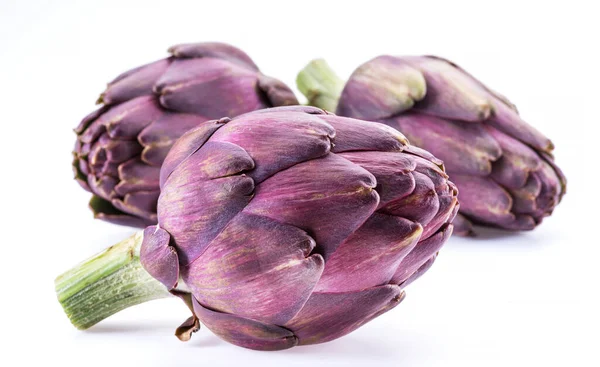 Fiore Carciofo Bocciolo Commestibile Viola Isolato Fondo Bianco — Foto Stock