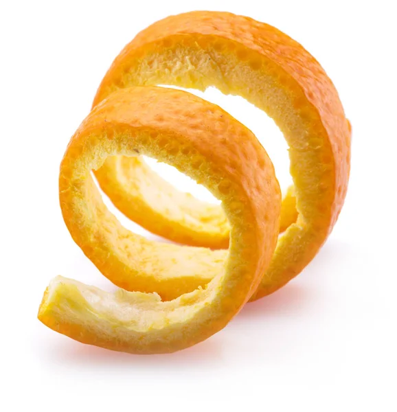 Oranje Schil Oranje Twist Witte Achtergrond Close — Stockfoto