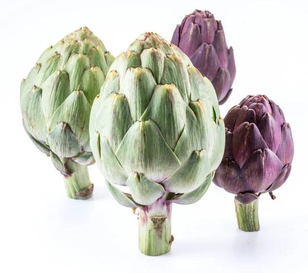 Flor Alcachofa Brote Comestible Púrpura Aislado Sobre Fondo Blanco —  Fotos de Stock