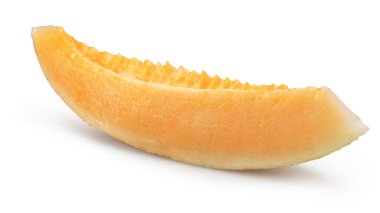 Beyaz arka planda izole edilmiş beyaz oval kavun dilimi. Dosya kırpma yolu içeriyor.