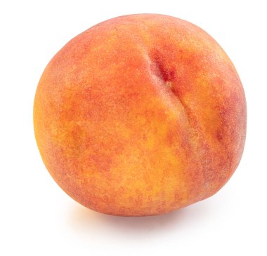 Olgun kırmızı şeftali beyaz arka planda izole edilmiş. Dosya kırpma yolu içeriyor.