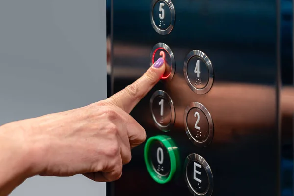 Finger pressing elevator button
