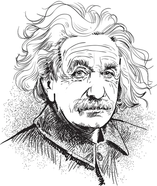 Albert Einstein Portrait Famous Scientist Illustration Comic Style — Stock Vector