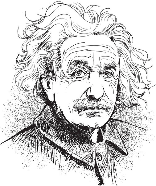 Albert Einstein portrait. Famous scientist's illustration in comic style.