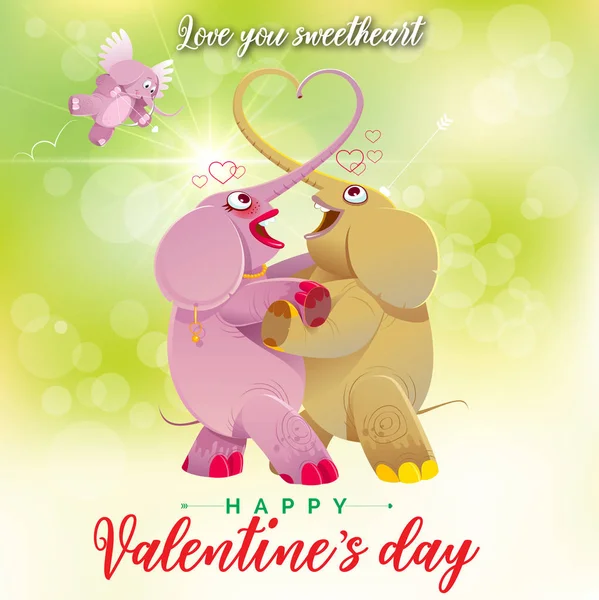 Saint Valentin Dansant Éléphants — Image vectorielle