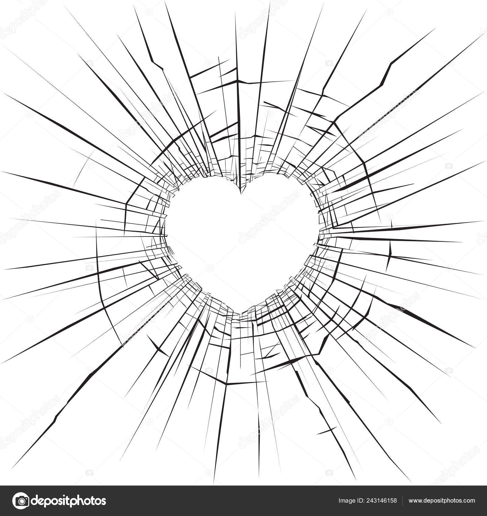 Vector Illustration Cracks Broken Glass Heart Pattern Stock Vector by  ©fogbird 243146158, image size:1600x1694