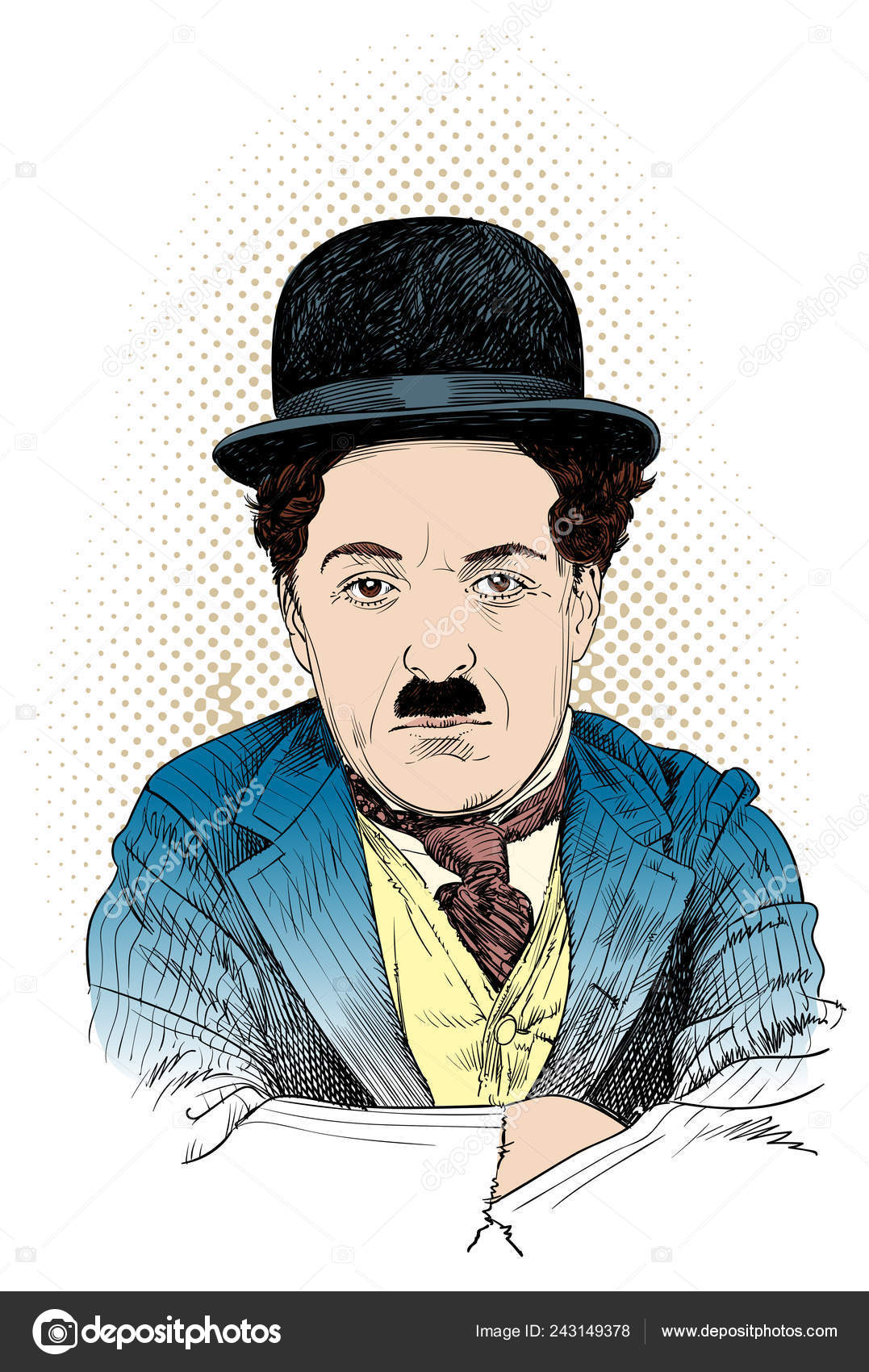 Портрет Чарли Чаплина 1899 1977 Линейной Художественной.