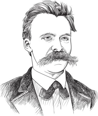 Friedrich Nietzsche (1844-1900) dikey çizgi sanat resimde. O Alman filozof, filolog, şair, besteci ve klasik bilim adamı oldu. 