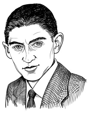 Franz Kafka dikey çizgi sanat resimde. O Almanca konuşan bohem Yahudi romancı ve öykü yazarı. 