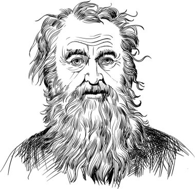 Sinope Diyojen dikey çizgi sanat resimde. Antik Yunan filozofu, alaycı felsefesinin kurucularından biriydi.