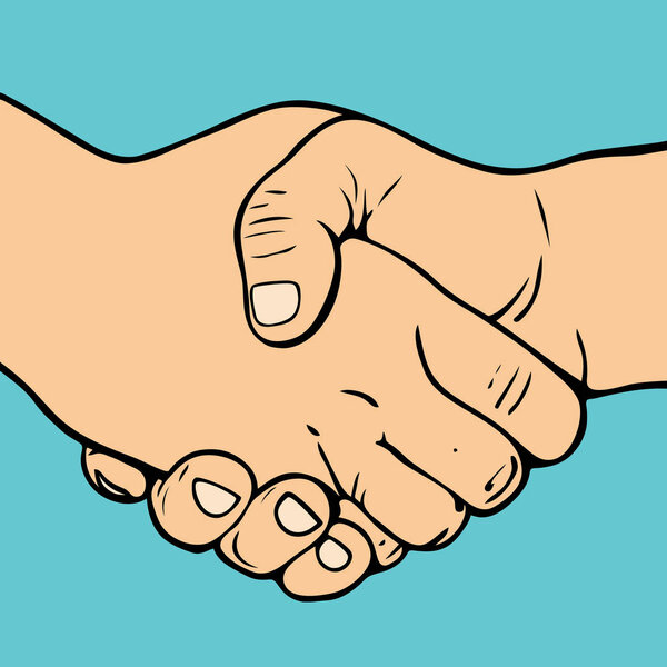 Shaking hands gesture illustration. Agreement, good deal, partnership concepts.