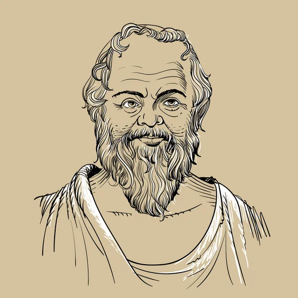 Retrato Sócrates Ilustração Arte Linha Filósofo Clássico Grego Ateniense — Vetor de Stock