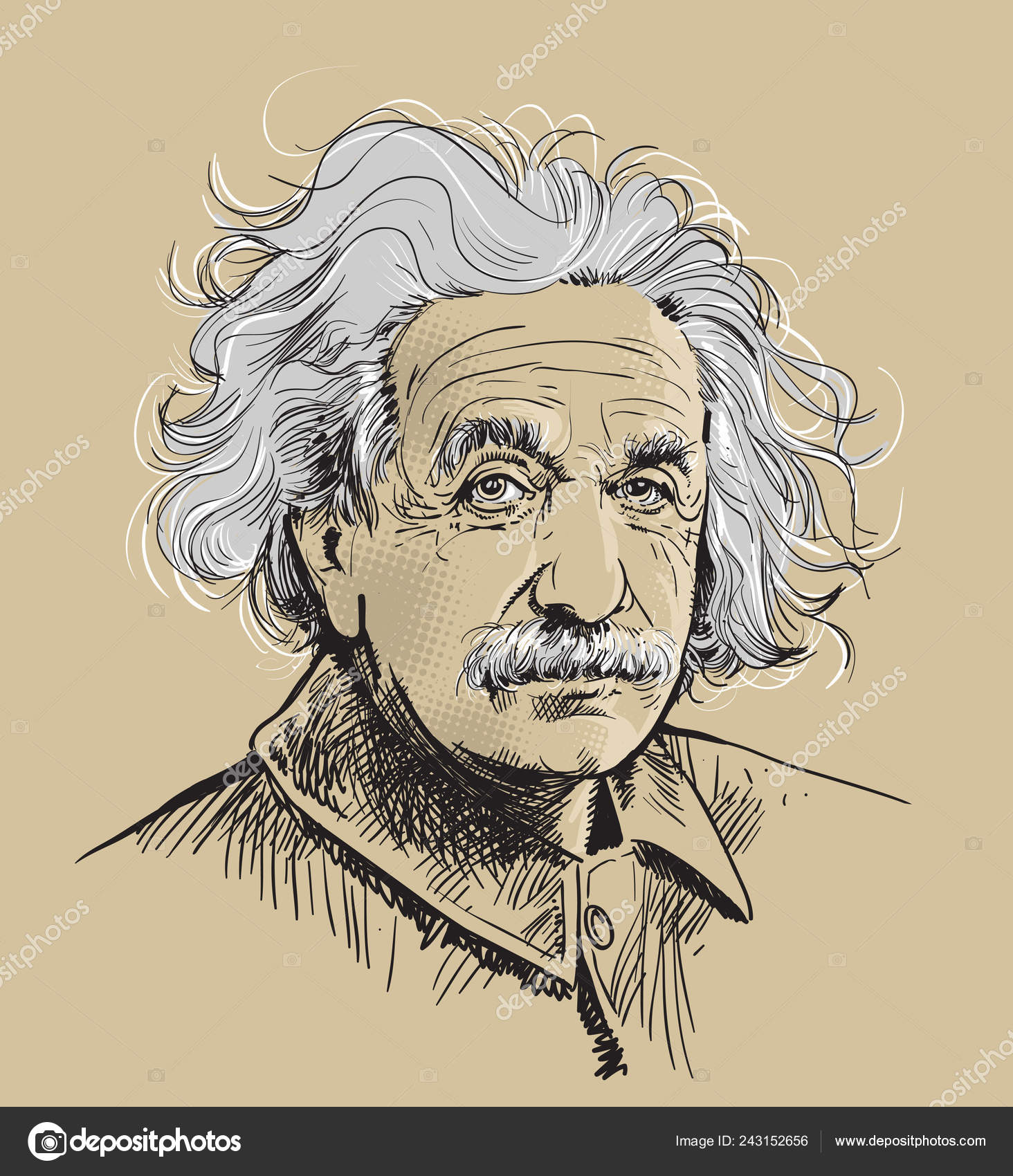 ライン アートの図にアルベルト アインシュタインの肖像画 アルバート