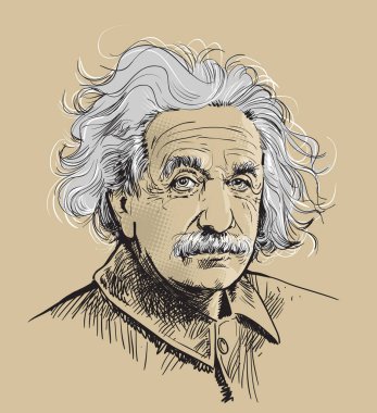 Albert Einstein dikey çizgi sanat resimde. Modern fizik bir iki izafiyet teorisi geliştiren bir Alman teorik fizikçi Albert Einstein (1879-1955) olduğunu. 