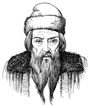Johannes Gutenberg dikey çizgi sanat çizimde