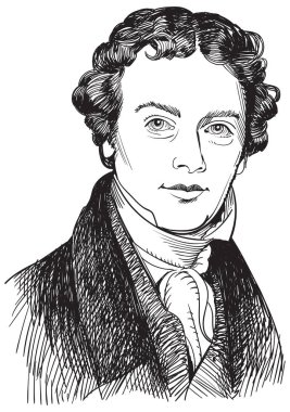 Michael Faraday dikey çizgi sanat çizimde 