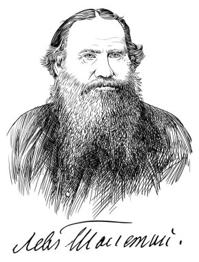 Lev Nikolayeviç Tolstoy dikey çizgi sanat çizimde