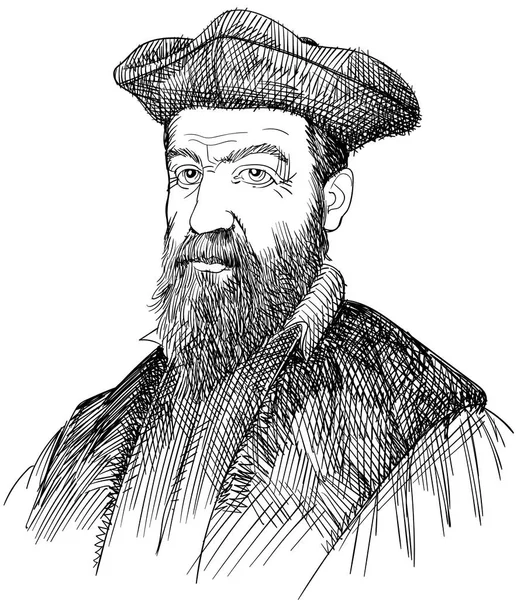 Nostradamus línea arte estilo retrato — Vector de stock