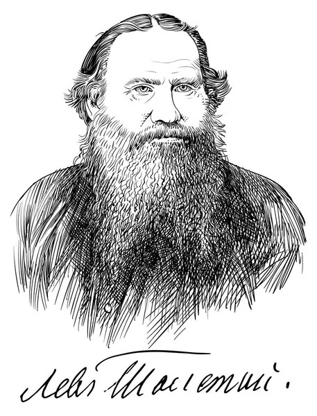 Lev Nikolayevich Tolstoi retrato en línea ilustración de arte — Vector de stock