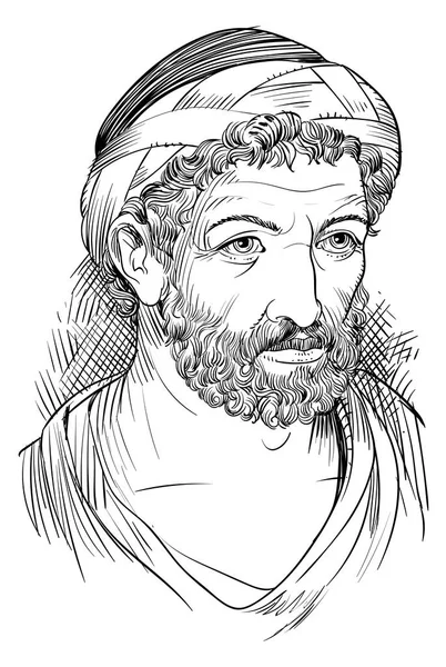 Pythagoras Porträt in Linie Art Illustration — Stockvektor