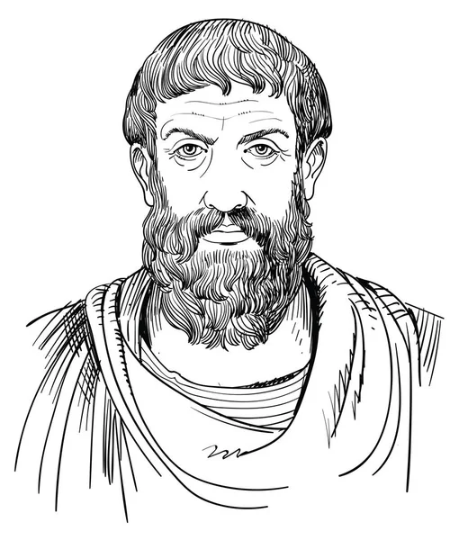 Yunan filozofu Epikuros dikey çizgi sanat çizimde — Stok Vektör