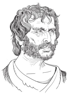Seneca portrait in line art illustration clipart