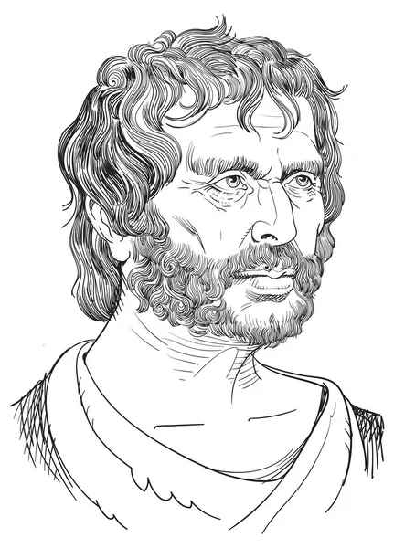 Retrato de Seneca em linha ilustração de arte — Vetor de Stock