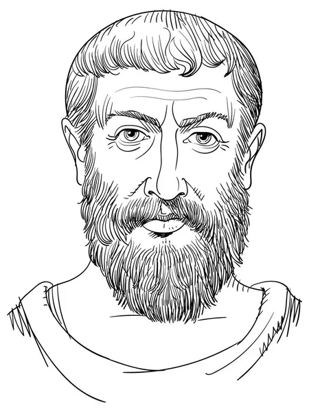 Portrait de Parménide en illustration linéaire. philosophe grec, vecteur — Image vectorielle