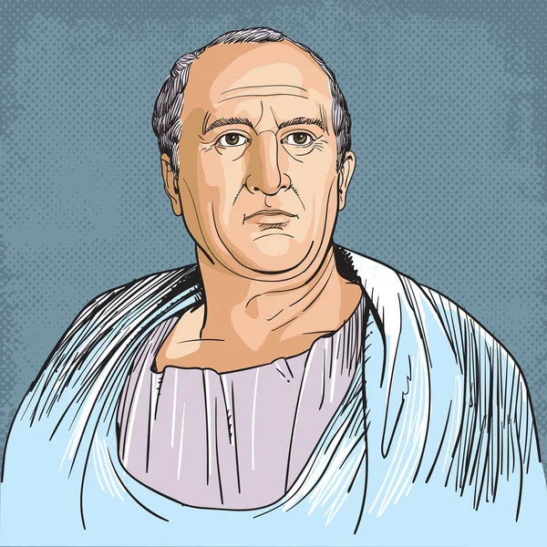 Portret Cicero w linii ilustracji sztuki — Wektor stockowy