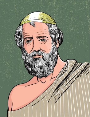 Plato portrait in line art illustration, vector clipart