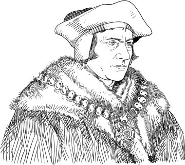 Thomas More portrait in line art illustration clipart